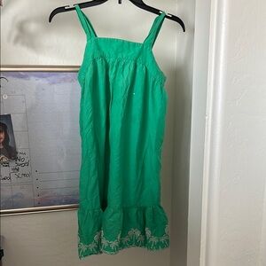 Green Sundress with Embroidered Hem